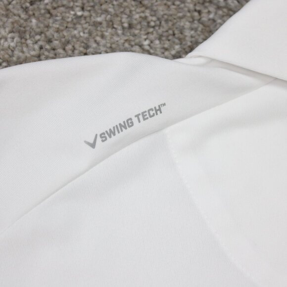 Callaway Opti-Dri Polo Shirt Mens XL White & Blue Golf Stretch Short Sleeve - Picture 9 of 13